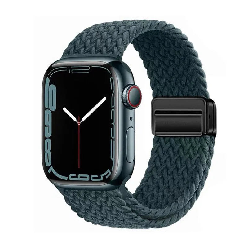 Nylon Braided Watch Band for Apple Watch – Compatible with Series SE, 3–10 & Ultra (38–49mm Adjustable Sport Strap)