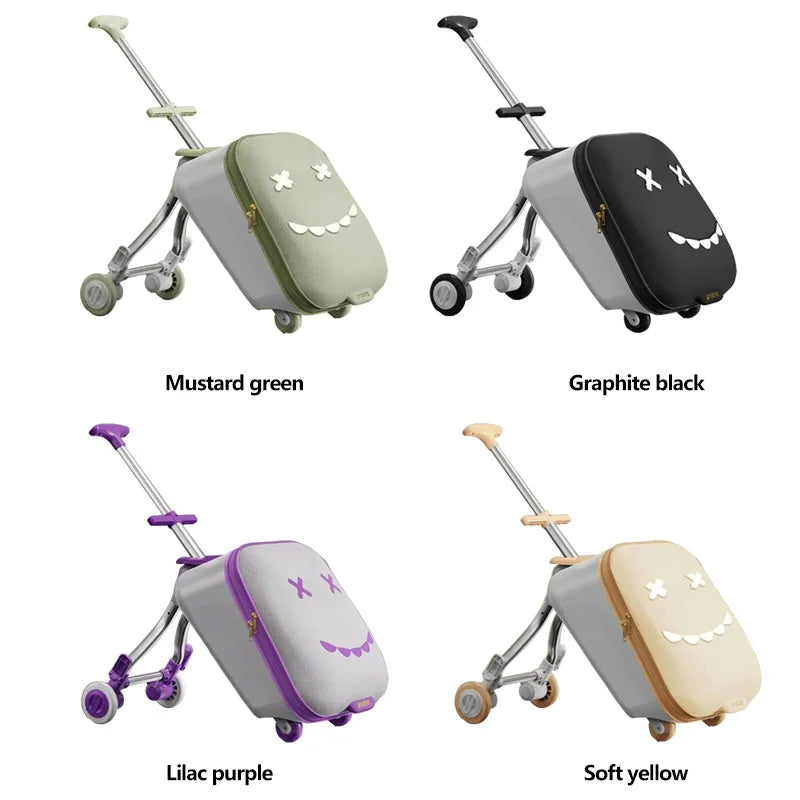 Kids Ride-On Luggage with Folding Stroller – 20-Inch Rolling Suitcase for Toddlers and Babies