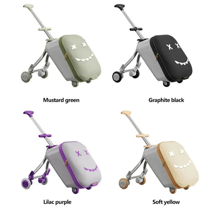 Kids Ride-On Luggage with Folding Stroller – 20-Inch Rolling Suitcase for Toddlers and Babies