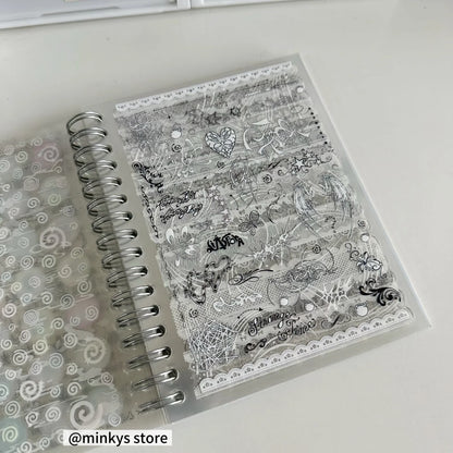 32-Sheet PET Transparent Sticker Book - Clear Scrapbooking Stickers for Journals, Planners, and Creative Stationery