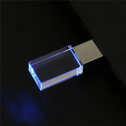 Crystal USB Flash Drive - LED Memory Stick 8GB–64GB