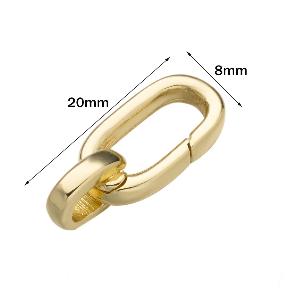2PCS Gold Filled Oval Clasp - 14K/18K Spring Connector Carabiner for DIY Jewelry Necklace & Bracelet Making