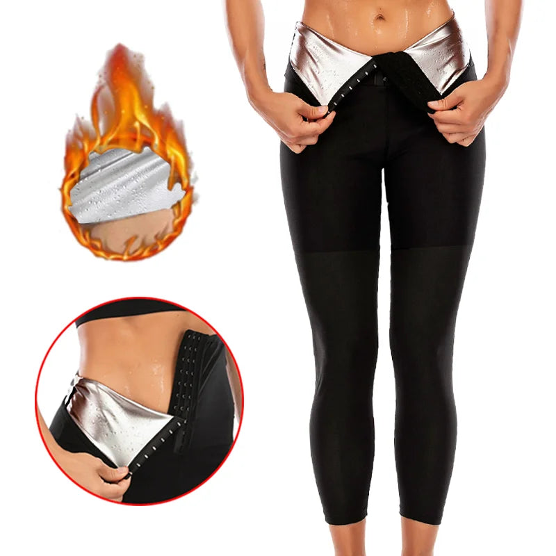Sauna Shaper Pants - Full Body Shaper with Hot Sweat Effect Coating - Slimming Workout Gym Leggings for Fitness Sports