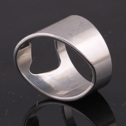 Stainless Steel Bottle Opener Ring - Finger Ring Corkscrew for Beer Cans - Cool Bar and Kitchen Gadget Gift