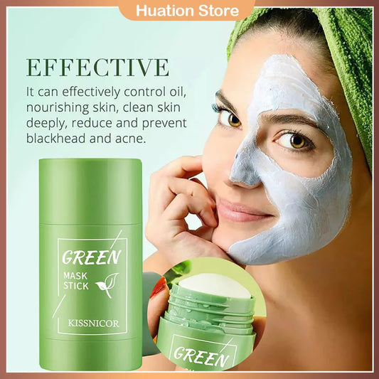 40g Green Tea Blackhead Removal Solid Mask – Pore Cleansing Stick for Blemishes & Shrinking Pores, Korean Skin Care