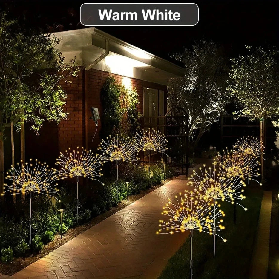 8-Mode Solar Outdoor LED Globe Lamp – Dandelion Fireworks Light with 90/120/150/180/200 LEDs for Garden, Lawn & Holiday Decorations