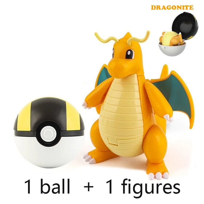 New Pokémon Action Figures – Pikachu, Charizard & Greninja Pocket Monster Poké Ball Deformation Toys for Kids Birthday Gifts