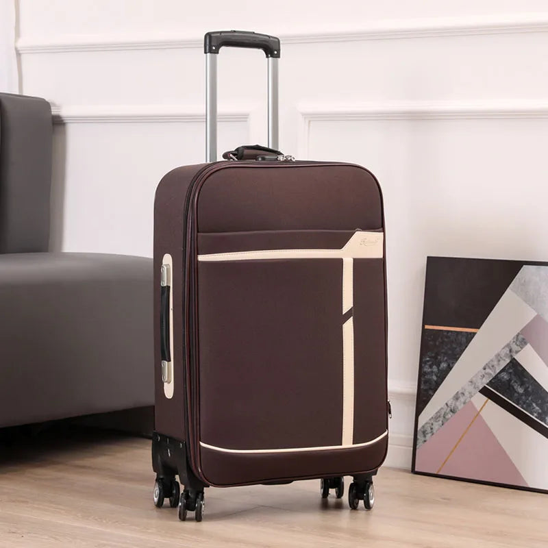 Ex Canvas Travel Suitcase – Trendy Fashionable Rolling Luggage with Combination Lock & 360° All-Direction Wheels for Business Travel