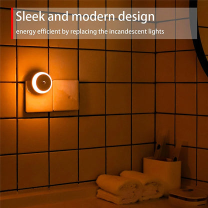 LED Night Light – Smart Sensor Round Plug-In Wall Lamp for Bathroom, Home, Kitchen, Hallway, Stairway, Bedroom