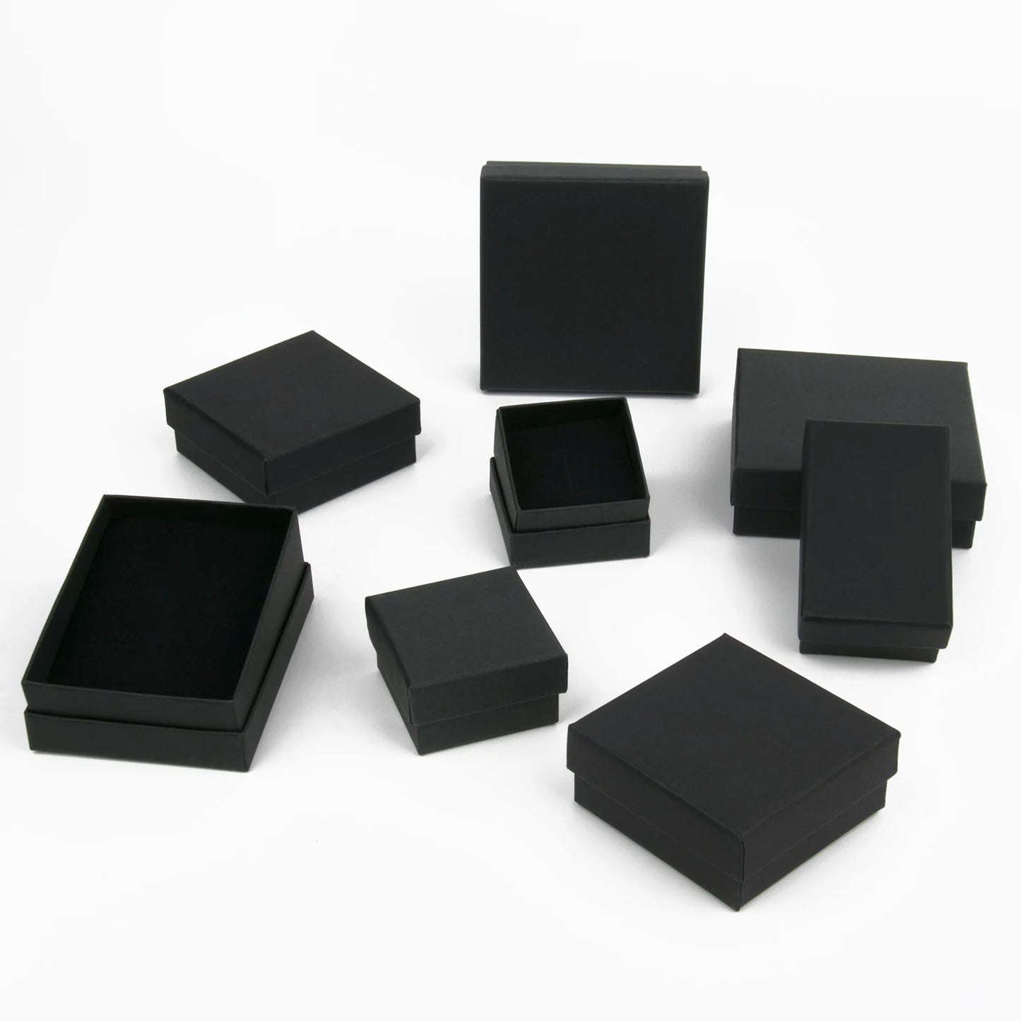 Black Square Jewelry Gift Box Organizer — Display & Packaging for Rings, Earrings, Necklaces, Bracelets, Brooches