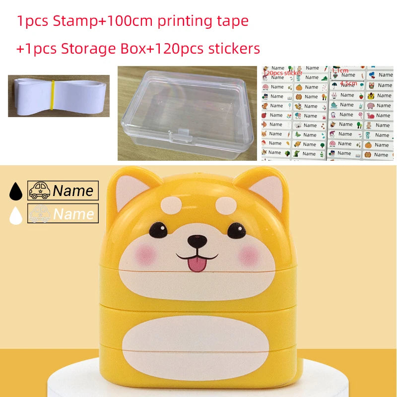 Custom Children’s Name Seal – Double-Layer Black & White Ink Stamp, Waterproof Name Sticker for School & Kindergarten