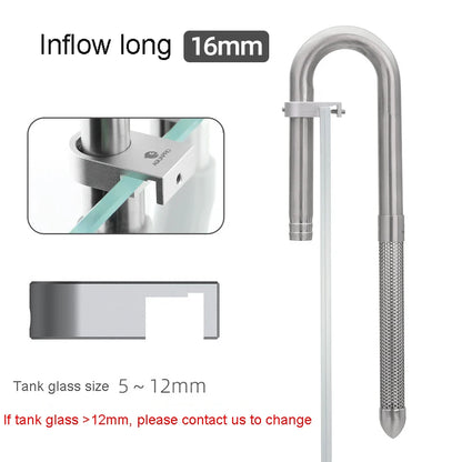AQUAPRO Mini Stainless Steel Skimmer – Inlet & Outlet Pipes for Aquarium Fish Tanks, Filtro Accessories