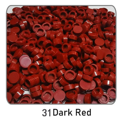 1000Pcs 1x1 Round Building Blocks Set - 52 Color DIY Creative Educational Bricks Compatible with 98138 Toy Kits for Kids
