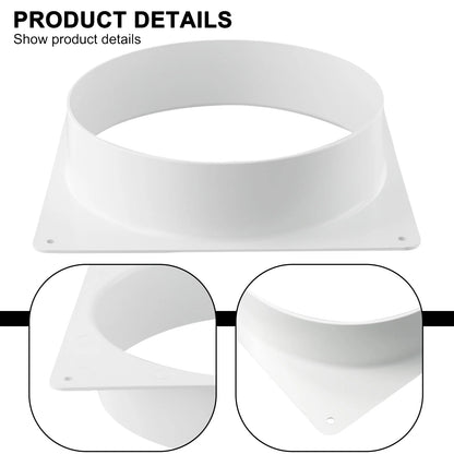 White Air Vent Duct Connector Flange – Straight Square Bottom Pipe for Easy Ventilation Duct Installation