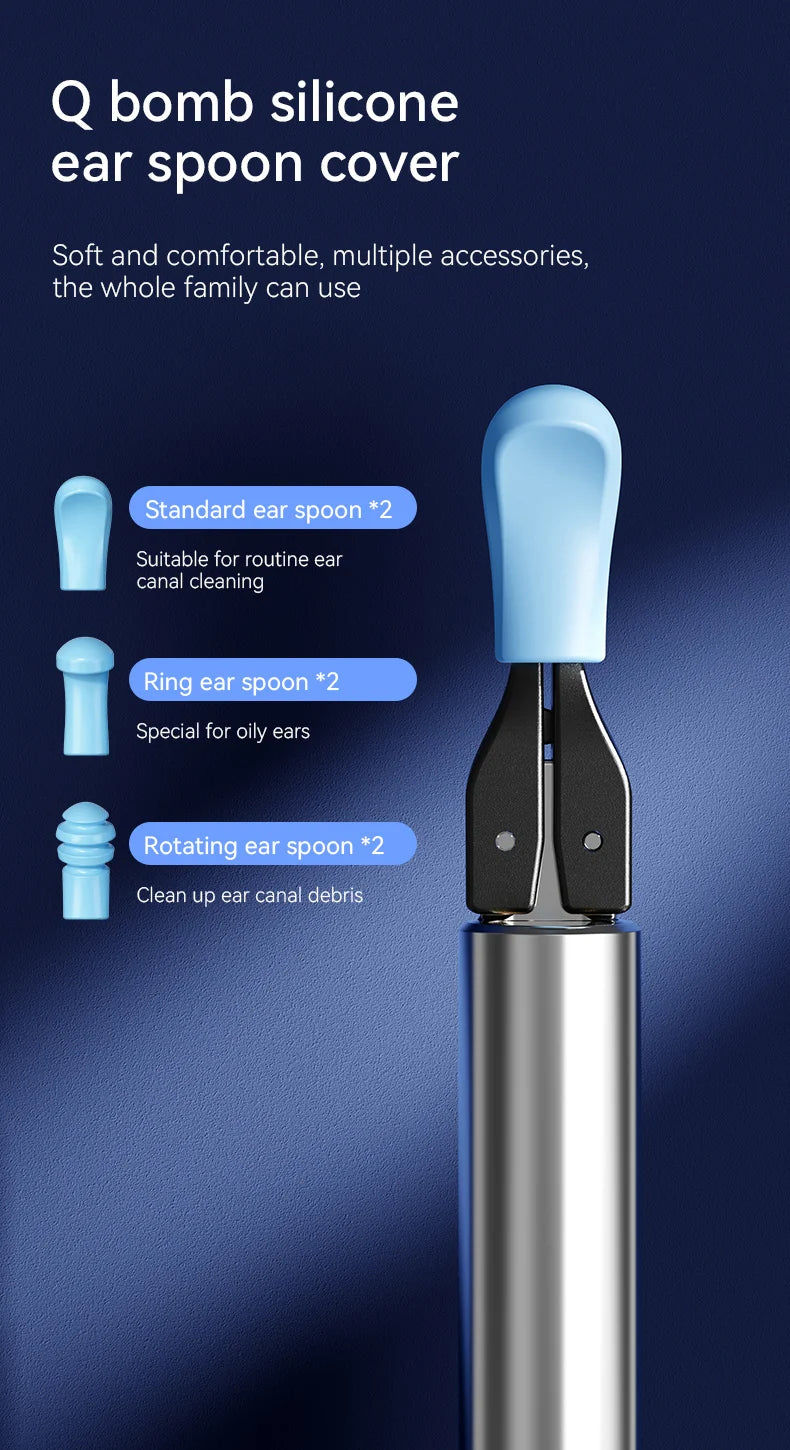 Visual Ear Cleaner with Camera – 12MP Ear Wax Removal Tool with Ear Pick, Tweezers & 6 Ear Spoons for Ear Care