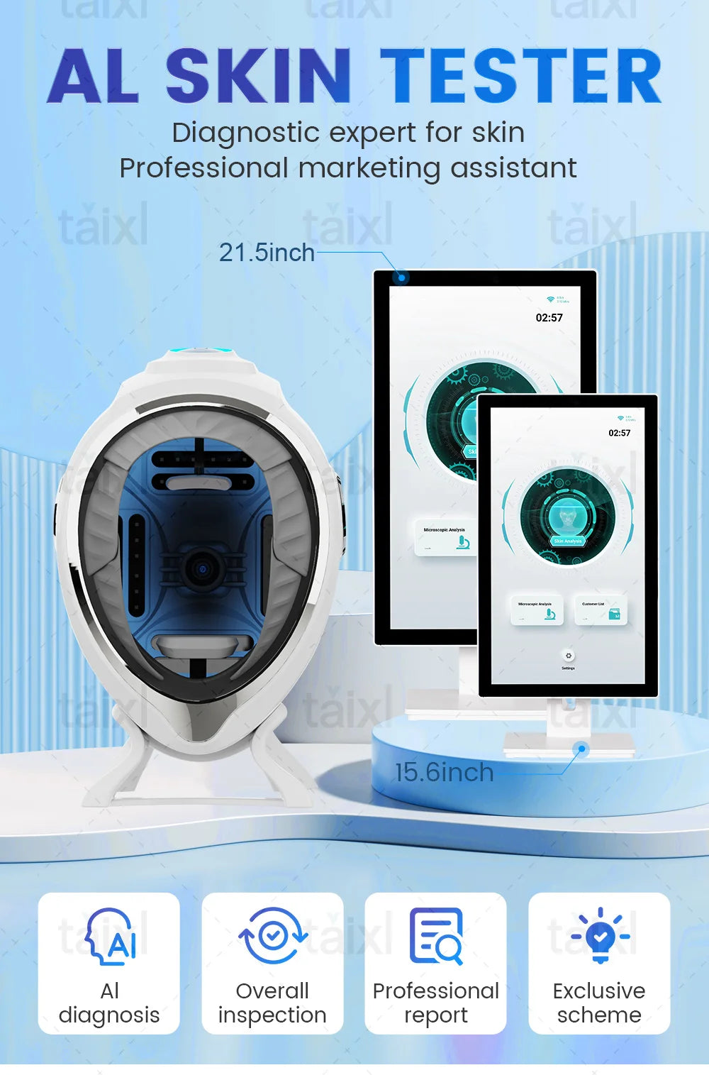 3D AI Facial Skin Analyzer — Professional 8-Spectrum Device for Skin Analysis and Problem Detection