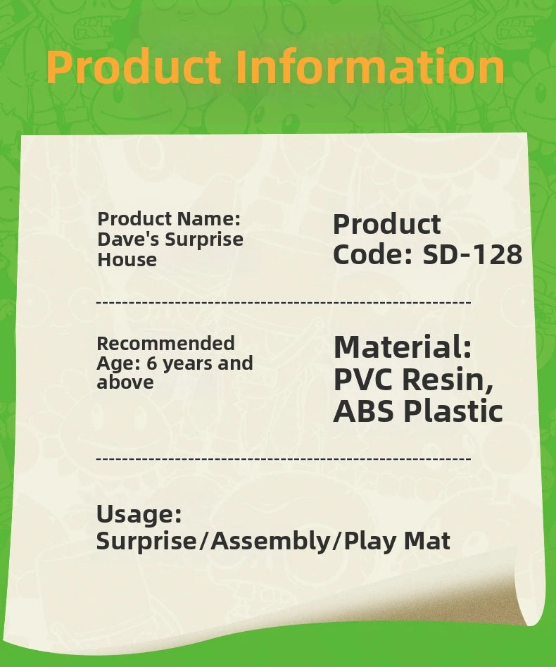 Plants vs Zombies Dave's Surprise House Toy Set – Collectible Figures with Interactive Play Features for Kids Gift