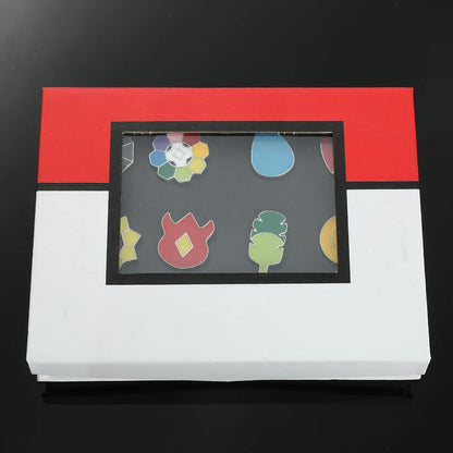 Anime League Gym Badge Set – Metal Brooches from Sinnoh, Johto, Hoenn & Indigo with Pikachu & Squirtle Figure Toys