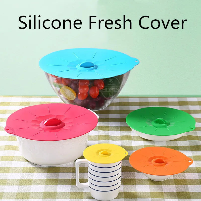 Silicone Microwave Bowl Covers - Set of 3 or 5 Food Wrap Lids for Freshness and Convenience in Cooking