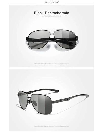 KINGSEVEN Polarized Pilot Sunglasses – UV400 HD Lens Aluminum Frame Photochromic Night Vision Eyewear for Men & Women