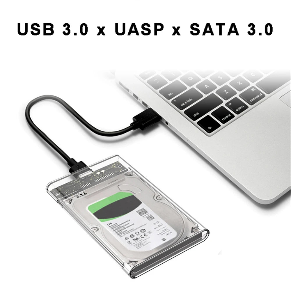 USB 3.0 2.5 Inch HDD Enclosure - SATA SSD Hard Drive Case with 5Gbps Transfer Speed, External Housing with Cable