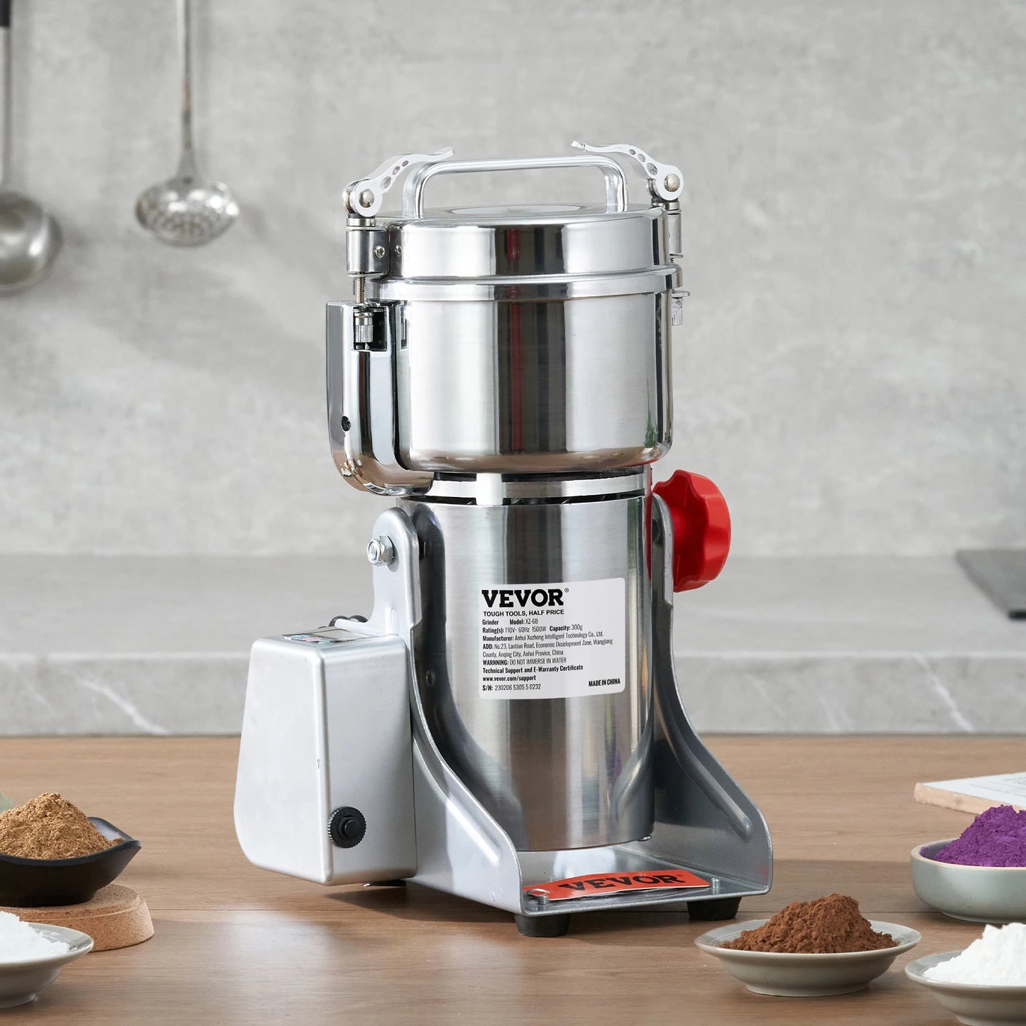 SucceBuy 150-2500g Electric Grain Mill Grinder – Commercial Spice & Herb Grinder for Coffee, Corn & Cereals