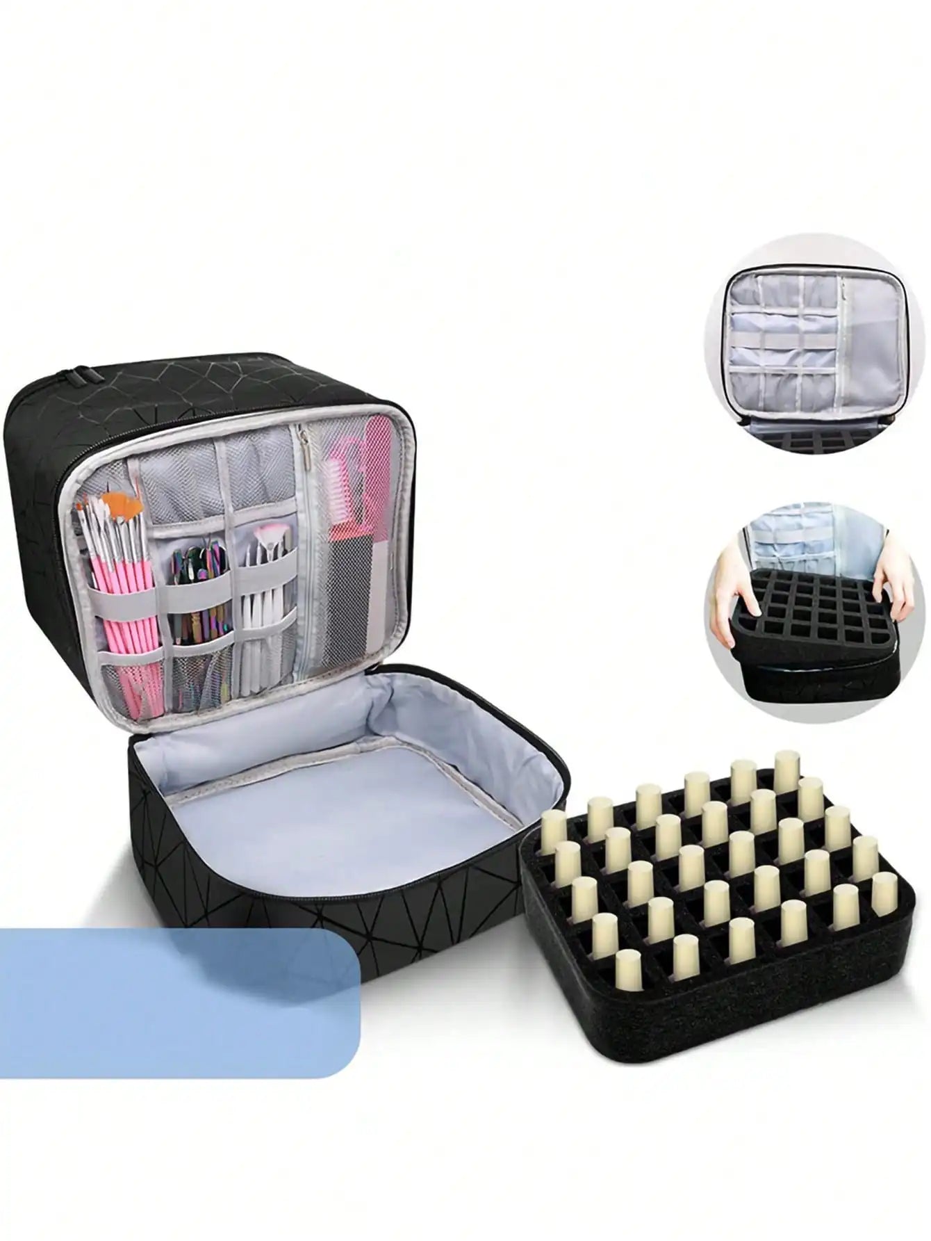 Women's Portable Double-Layer Nail Polish & Essential Oil Storage Bag – Multi-Function Organizer for Travel