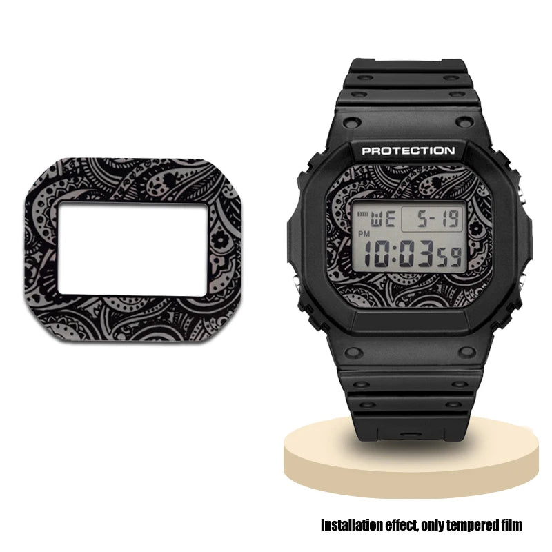 7-Color Tempered Glass Screen Protector for Casio G-Shock DW-5600, DW-5635 & GW-B5600 - Watch Face Protective Film