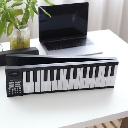 61 Key Foldable Electronic Piano - Portable Keyboard with LED Display, Built-In Battery & Musical Instrument Features