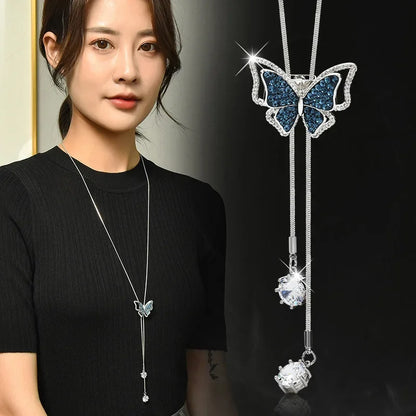 Opal Tulip Long Sweater Necklace – Elegant Floral Pendant Chain for Women Autumn Winter Fashion Accessories