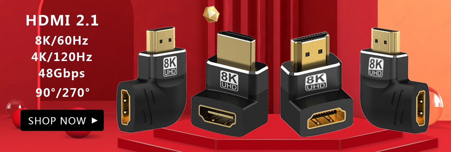 8K HDMI 2.1 Cable – 48Gbps High-Speed Adapter, 4K@120Hz & 8K@60Hz, eARC HDR Video for PC, Laptop, TV Box, PS5, RTX 3080