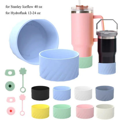 7.5cm Anti-Slip Silicone Bottle Bottom Sleeve - Spill-Proof Stopper Pad for Stanley Iceflow 40oz & Hydroflask 12-24oz