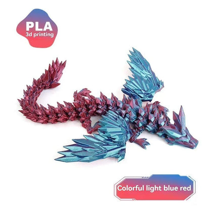 3D Printed Articulated Dragon Figurine - Colorful Gem Dragon Movable Joint Desktop Fantasy Action Figure Craft