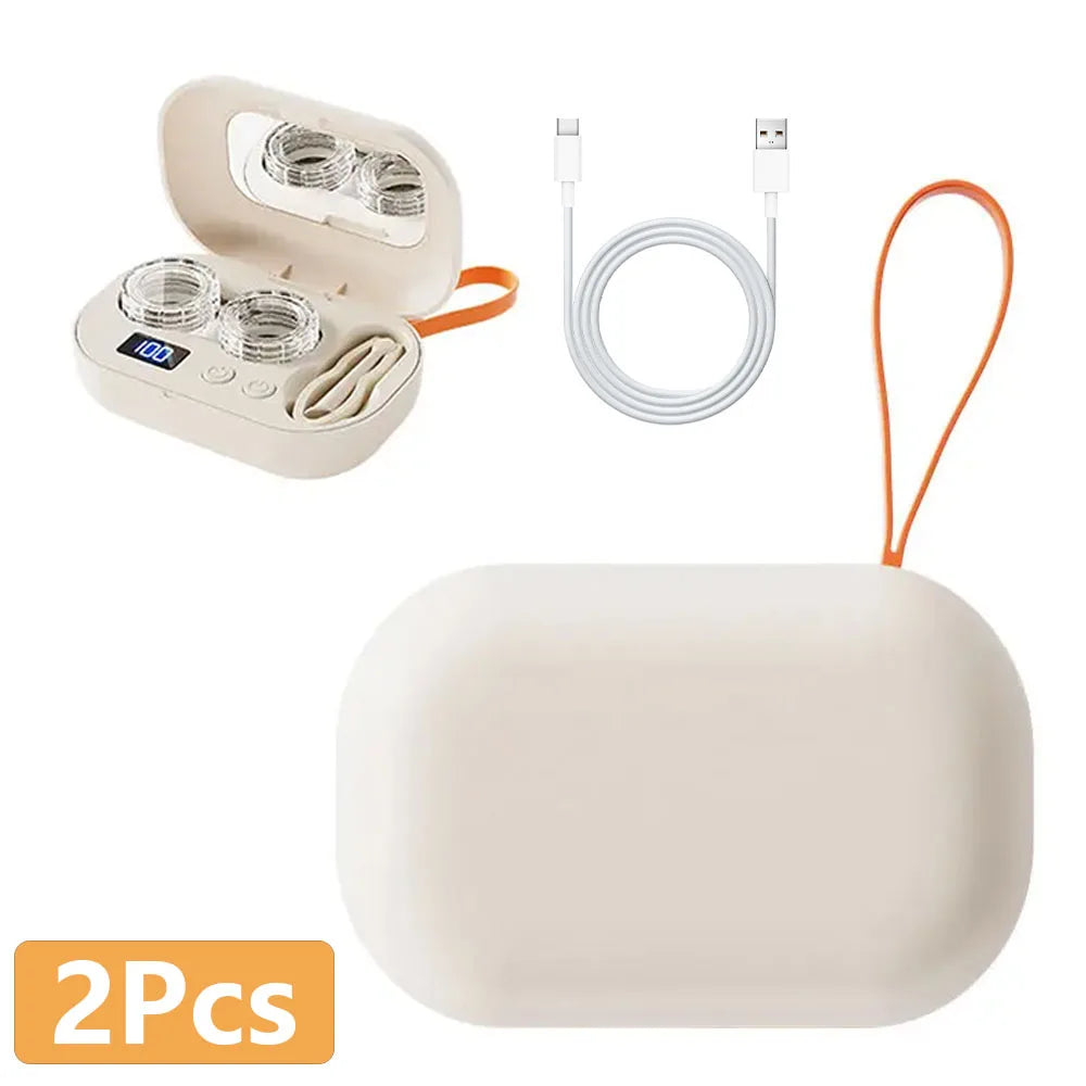 Rechargeable Portable Ultrasonic Contact Lens Cleaner Machine – Fits Soft, Colored, RGP & OK Lenses for Deep Cleaning & Eye Care