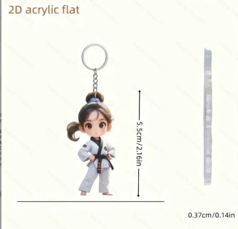 2D Flat Taekwondo Kung Fu Acrylic Keychain – Car Rearview Mirror and Backpack Pendant Accessory Gift