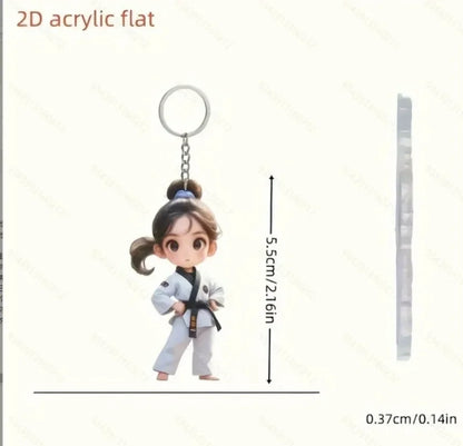2D Flat Taekwondo Kung Fu Acrylic Keychain – Car Rearview Mirror and Backpack Pendant Accessory Gift