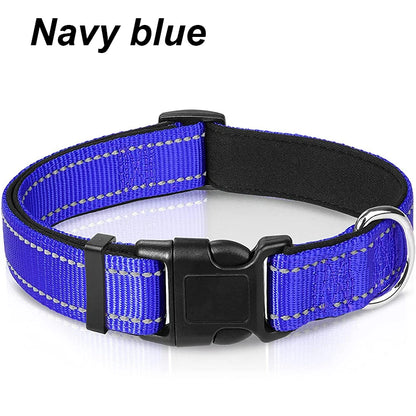 Reflective Adjustable Dog Collar for Medium & Large Dogs – Soft Neoprene Padded Durable Nylon Safety Pet Collar