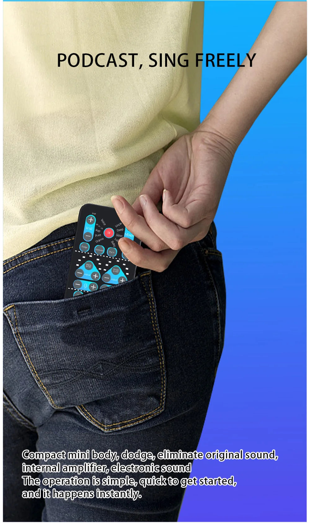 M10 Portable Voice Changer Device – Male to Female Switch, Karaoke & Live Sound Tuning Card