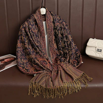 Luxury Autumn Cashmere Pashmina Shawl – Warm Winter Scarves for Women, Printed Cotton Foulard Stole Scarf 2023