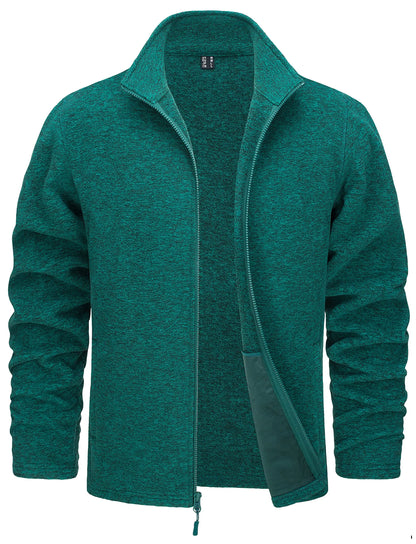TACVASEN Men’s Lightweight Fleece Jacket - Full Zip Spring Casual Outdoor Sportswear with Pockets & Stand Collar