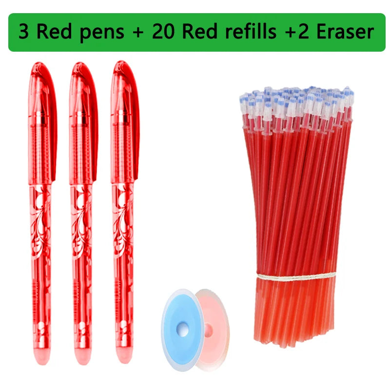 Kawaii Erasable Gel Pens 25-Piece Set - Cute School and Office Writing Pens for Notebooks and Stationery