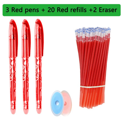 Kawaii Erasable Gel Pens 25-Piece Set - Cute School and Office Writing Pens for Notebooks and Stationery