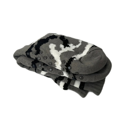 Men’s Winter Thermal Socks – Warm Leopard Print Short Plush Velvet Non-Slip Fuzzy Floor Socks, Camouflage Gift 2023