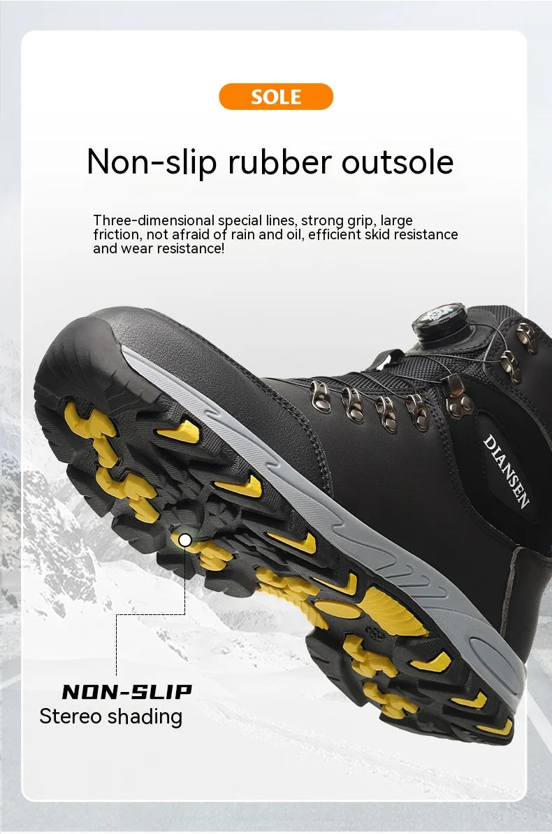 Rotating Button Safety Shoes for Men – Steel Toe, Indestructible, Puncture-Proof Work Sneakers & Protective Boots