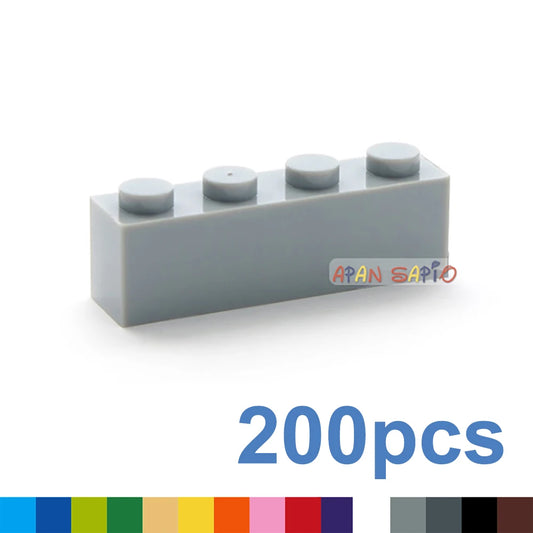 200pcs 1x4 Dot DIY Building Blocks - Educational Creative Brick Set Compatible with 3010 Bricks for Kids