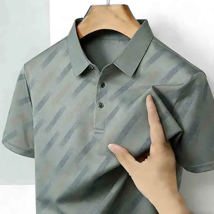 Men's Striped Print Polo Shirt - Short Sleeve Lapel Collar Casual Golf Business Top