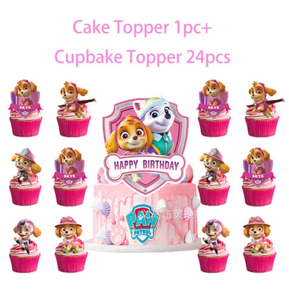 PAW Patrol Skye Pink Birthday Party Decorations Set – Foil Balloon Backdrop, Disposable Tableware & Baby Shower Supplies for Girls Kids Gifts