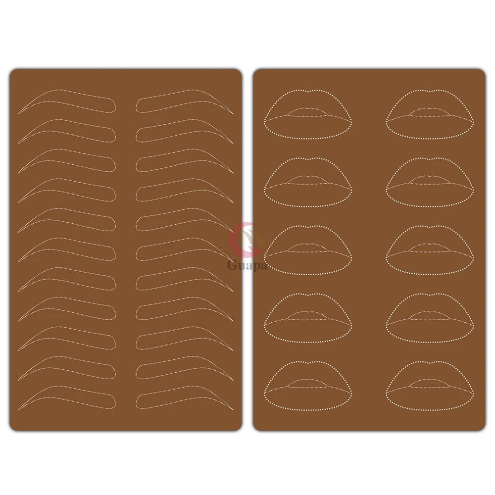 Silicone Practice Skin for Permanent Makeup — Double-Sided Latex Sheet with Brows Design for Hair Stroke Training