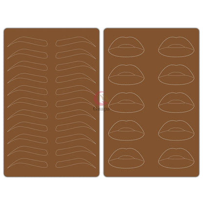 Silicone Practice Skin for Permanent Makeup — Double-Sided Latex Sheet with Brows Design for Hair Stroke Training
