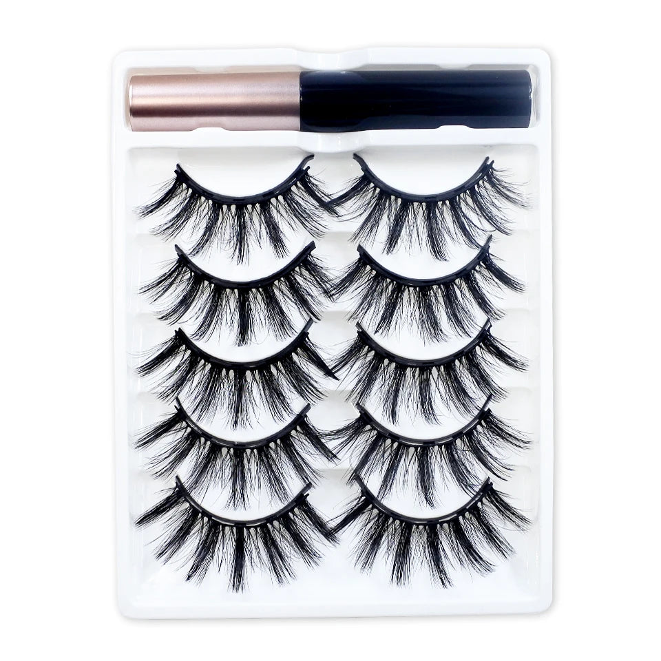 REDSIREN 5 Pairs Magnetic Eyelashes with Eyeliner – Reusable Thick Natural False Lashes